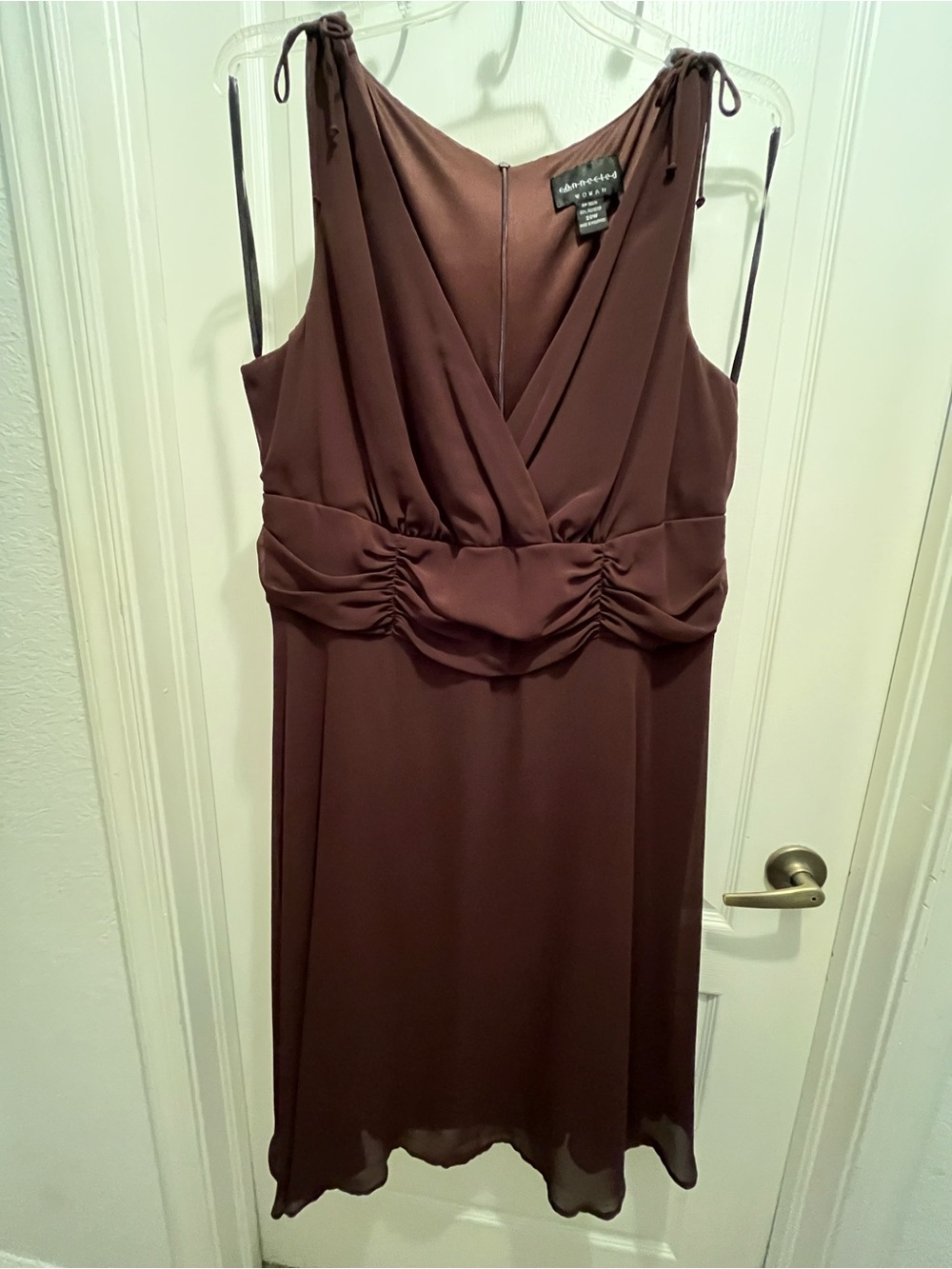 Chocolate Brown Sleeveless Midi Dress with Tie Straps Women’s Plus